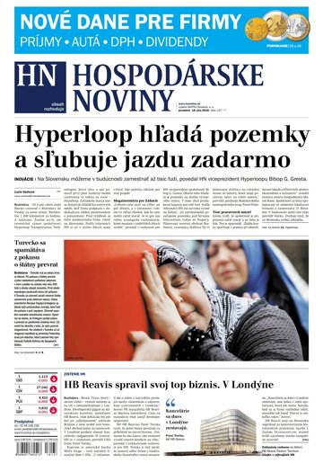 Obálka e-magazínu Hospodárske noviny 18.07.2016