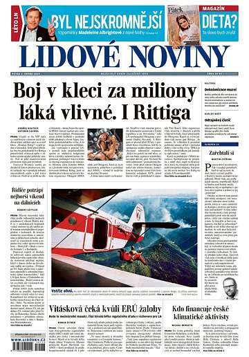 Obálka e-magazínu Lidové noviny 2.8.2019
