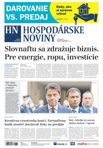 Obálka e-magazínu Hospodárske noviny 21.08.2019