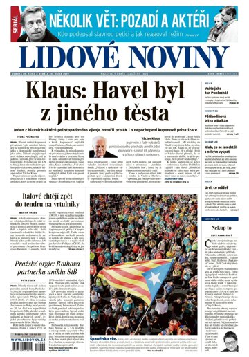 Obálka e-magazínu Lidové noviny 19.10.2019