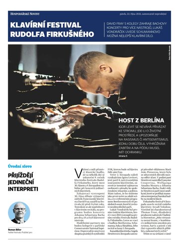 Obálka e-magazínu Hospodářské noviny - příloha 205 - 22.10.2021 Klavírní festival Rudolfa Firkušného