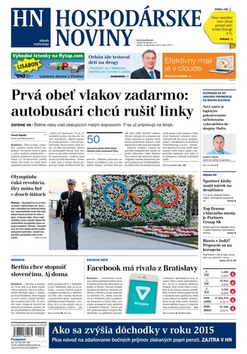 Obálka e-magazínu Hospodárske noviny 09.12.2014