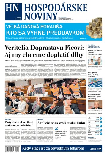 Obálka e-magazínu Hospodárske noviny 16.04.2015