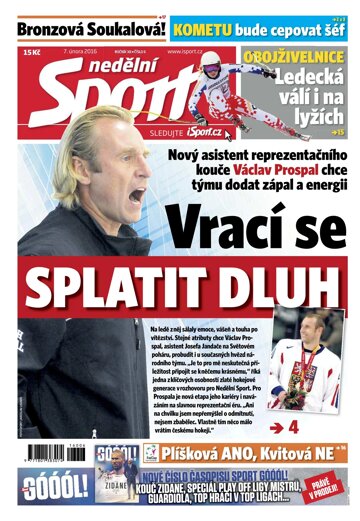 Obálka e-magazínu Nedělní Sport 7.2.2016
