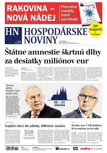 Obálka e-magazínu Hospodárske noviny 26.01.2018