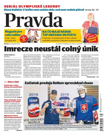 Obálka e-magazínu Pravda 20. 9. 2018