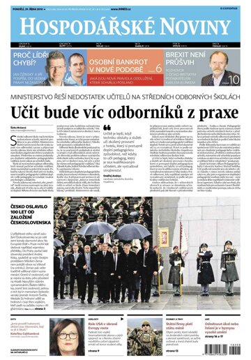 Obálka e-magazínu Hospodářské noviny 208 - 29.10.2018