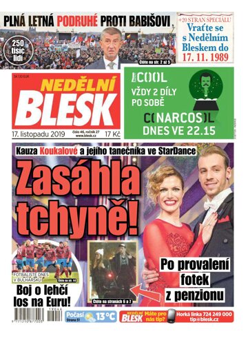 Obálka e-magazínu Nedělní Blesk 17.11.2019