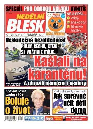 Obálka e-magazínu Nedělní Blesk 22.3.2020