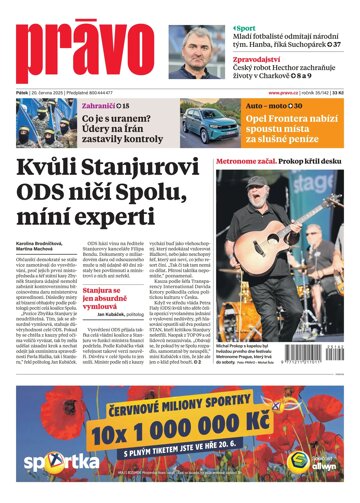 Obálka e-magazínu Deník Právo 20.6.2025