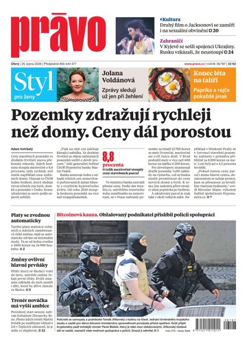 Obálka e-magazínu Deník Právo 25.8.2026