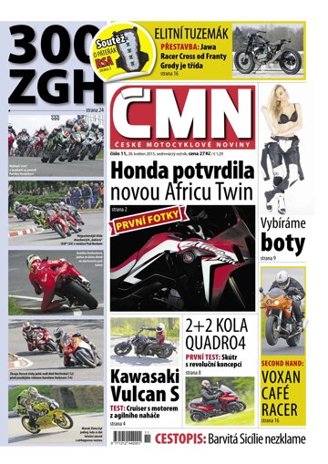 Obálka e-magazínu ČESKÉ MOTOCYKLOVÉ NOVINY 11/2015