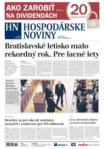 Obálka e-magazínu Hospodárske noviny 11.01.2018