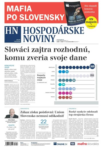 Obálka e-magazínu Hospodárske noviny 09.11.2018