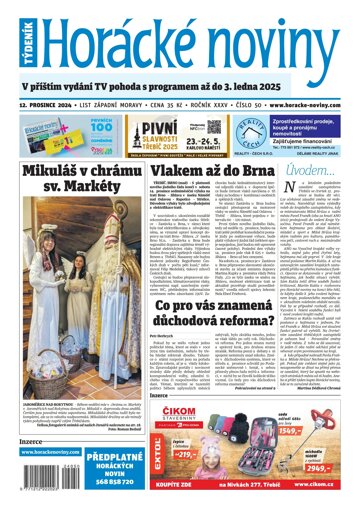 Obálka e-magazínu Horácké Noviny 50/2024