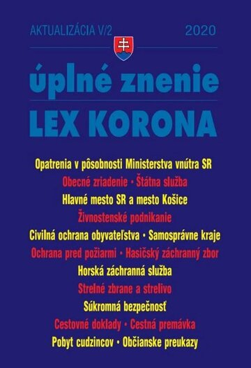 Obálka knihy Aktualizácia V/2 2020 –LEX-KORONA – štátna a verejná služba, civilná ochrana, súkromná bezpečnosť