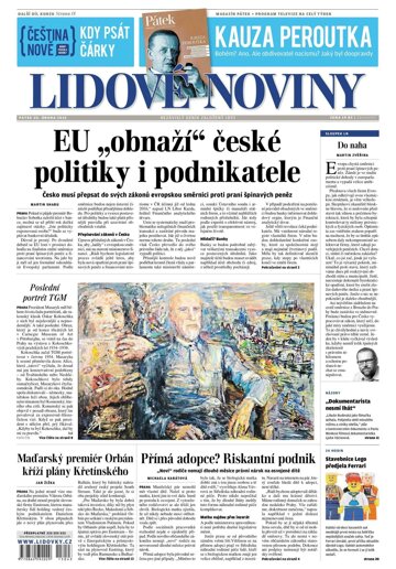 Obálka e-magazínu Lidové noviny 20.2.2015