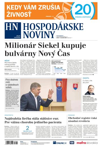 Obálka e-magazínu Hospodárske noviny 07.11.2017