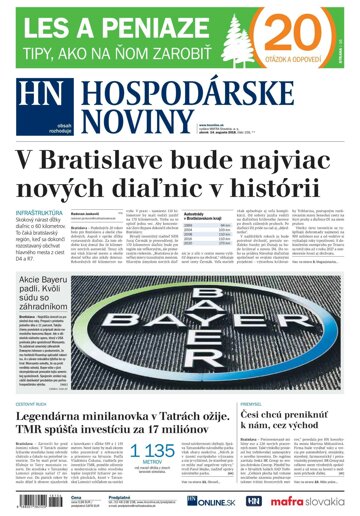 Obálka e-magazínu Hospodárske noviny 14.08.2018