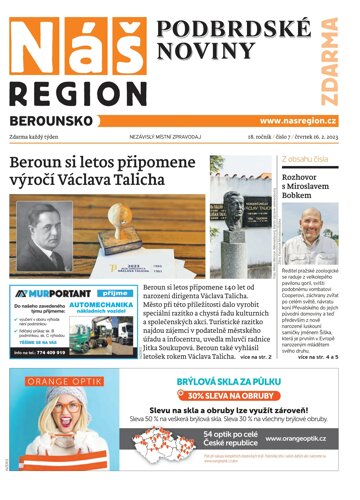 Obálka e-magazínu Náš Region - Berounsko 7/2023
