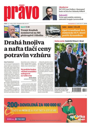 Obálka e-magazínu Deník Právo 22.5.2026