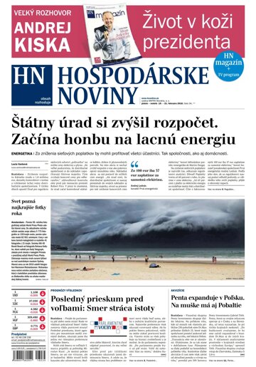 Obálka e-magazínu Hospodárske noviny 19.02.2016