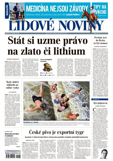 Obálka e-magazínu Lidové noviny 14.8.2020