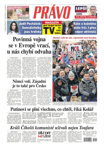 Obálka e-magazínu Deník Právo 22.2.2025