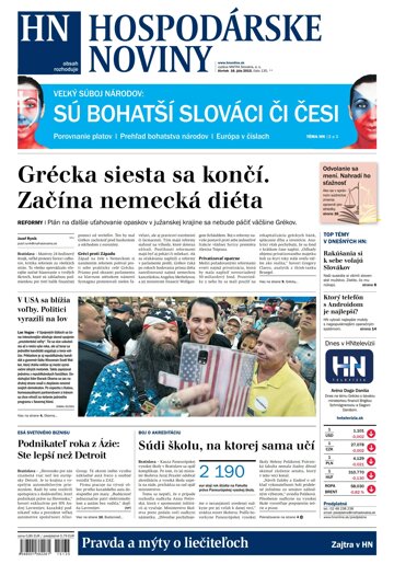 Obálka e-magazínu Hospodárske noviny 16.07.2015