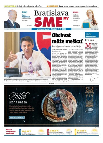 Obálka e-magazínu SME Bratislava 9/9/2016