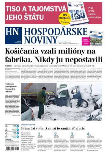 Obálka e-magazínu Hospodárske noviny 21.04.2017