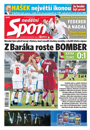 Obálka e-magazínu Nedělní Sport 12.11.2017