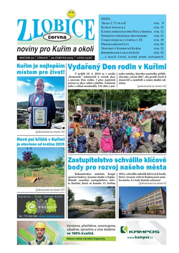 Obálka e-magazínu Zlobice noviny pro Kuřim a okolí 6/2025