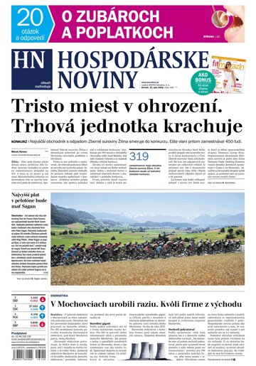 Obálka e-magazínu Hospodárske noviny 21.07.2016