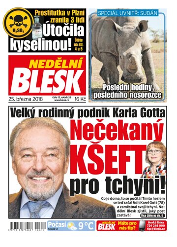 Obálka e-magazínu Nedělní Blesk 25.3.2018