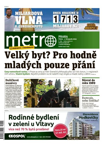 Obálka e-magazínu deník METRO 1.11.2019