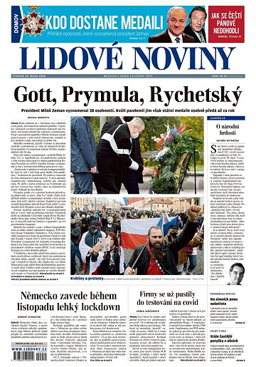 Obálka e-magazínu Lidové noviny 29.10.2020