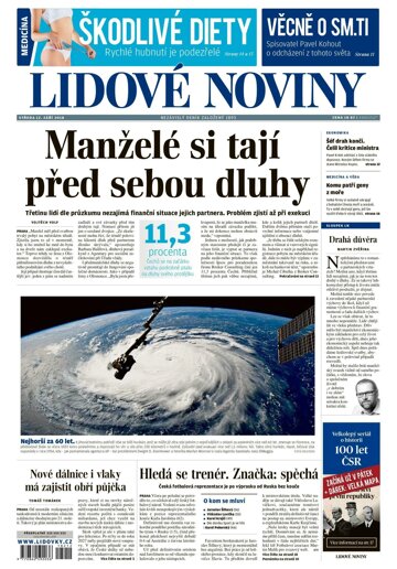 Obálka e-magazínu Lidové noviny 12.9.2018