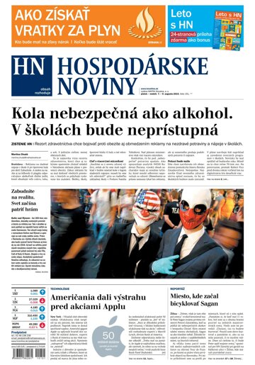 Obálka e-magazínu Hospodárske noviny 07.08.2015