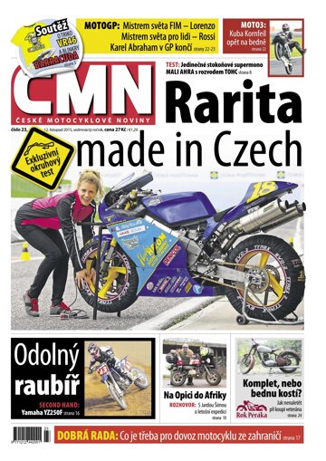Obálka e-magazínu ČESKÉ MOTOCYKLOVÉ NOVINY 23/2015