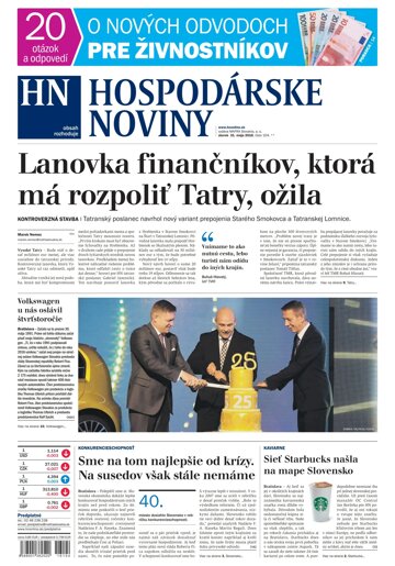 Obálka e-magazínu Hospodárske noviny 31.05.2016