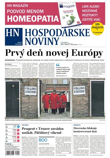 Obálka e-magazínu Hospodárske noviny 24.06.2016