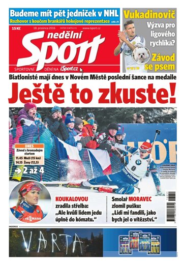 Obálka e-magazínu Nedělní Sport 18.12.2016