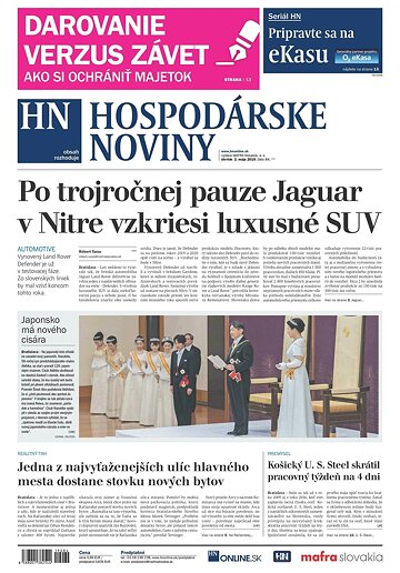 Obálka e-magazínu Hospodárske noviny 02.05.2019