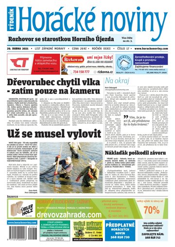 Obálka e-magazínu Horácké Noviny Čtvrtek 29.4.2021 č. 017