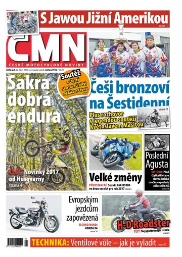 Obálka e-magazínu ČESKÉ MOTOCYKLOVÉ NOVINY 22/2016