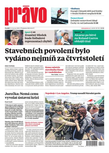 Obálka e-magazínu Deník Právo 9.6.2025
