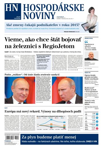 Obálka e-magazínu Hospodárske noviny 01.12.2014
