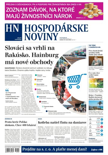 Obálka e-magazínu Hospodárske noviny 23.03.2015