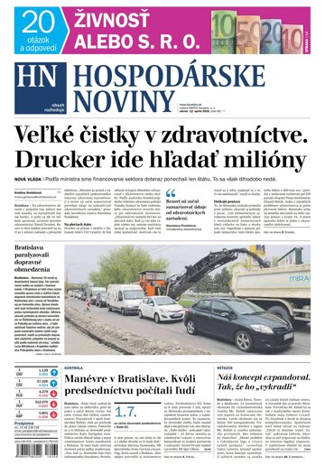 Obálka e-magazínu Hospodárske noviny 12.04.2016